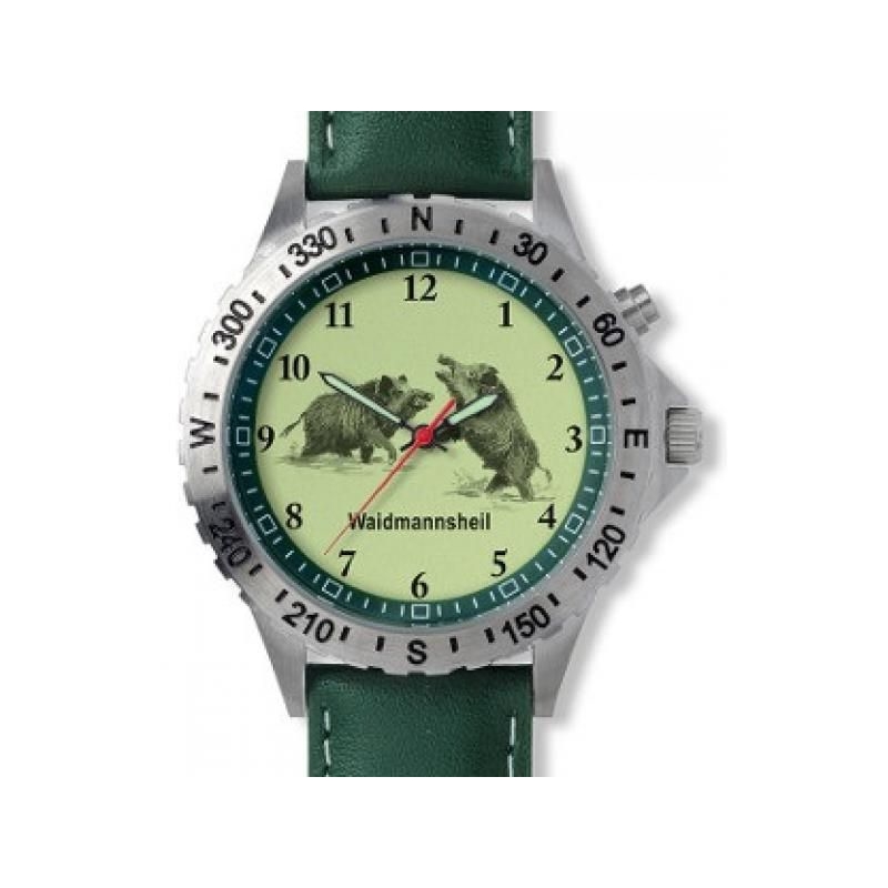 Poľovnícke hodinky Greiner kožený remienok/diviaky